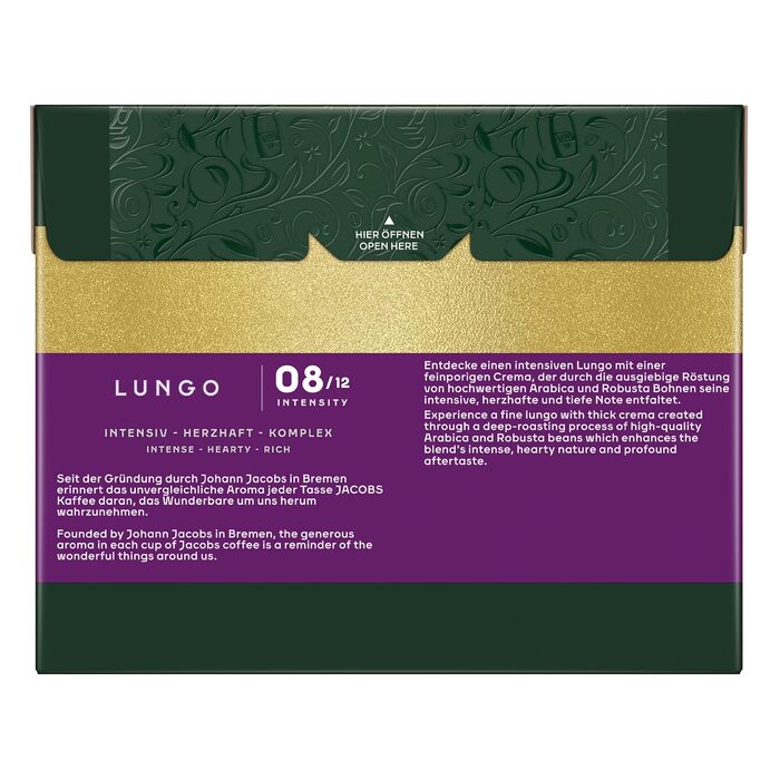 Кавові капсули Jacobs Lungo Intenso для Nespresso, інтенсивність 8/12, набір 200 капсул (5х40 шт), XXL упаковка