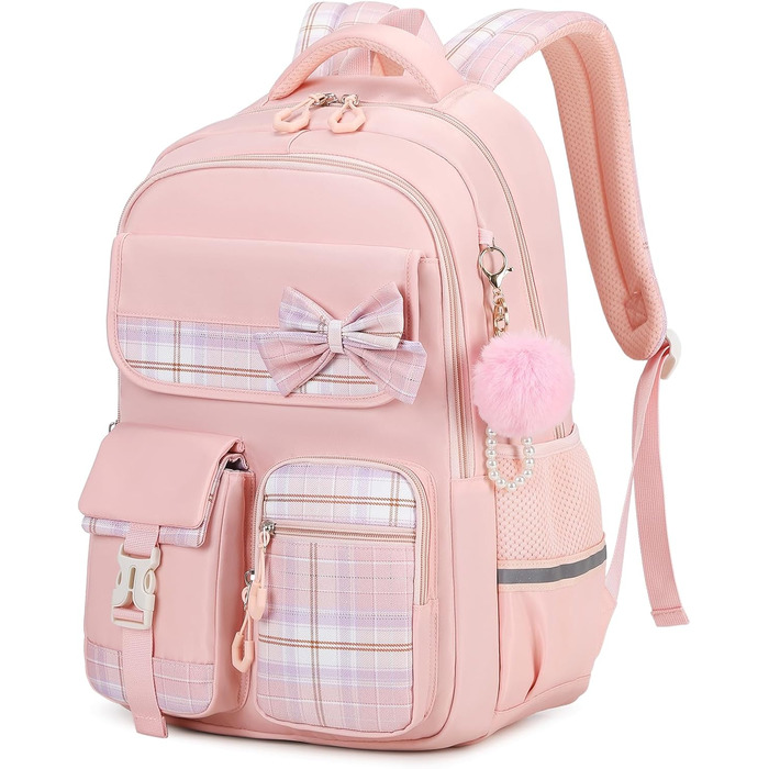 Шкільний рюкзак Tanou для дівчаток, водонепроникний, з візком, візерунок 'Клешні', 9-16 років (Рожевий)