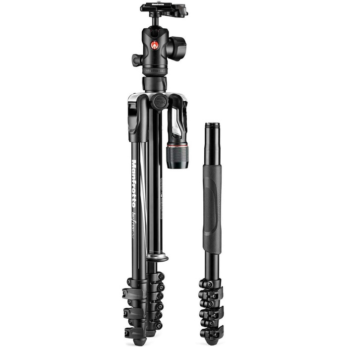 Компактний дорожній штатив Manfrotto Befree Advanced Aluminium з кулястою головкою та важелем блокування для DSLR та бездзеркальних камер, чорний (2-in-1 Twist)