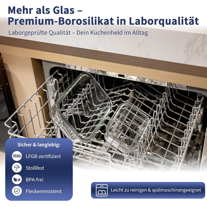 Набір скляних контейнерів для зберігання їжі, 10 шт., з кришками з преміум-пластику, герметичні, BPA-free, блакитні