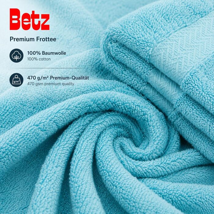 Набір махрових рушників Betz Premium 6 шт. (4 шт. 50x100 см, 2 шт. 70x140 см), 100% бавовна, колір Ocean — для ванної та гостей
