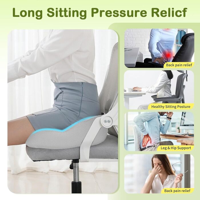 Ортопедична подушка для сидіння з Memory Foam для спини, куприка та при болях в попереку. Антиковзка, знімний чохол.