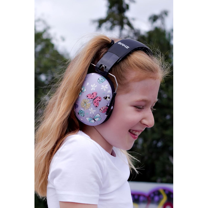 Банд дитячий навушник для захисту від шуму для дівчаток та хлопчиків від 2 років - м'який та регульований - (Метелик)