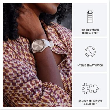 Garmin vívomove Trend – гібридний смарт-годинник з аналоговими стрілками та сенсорним дисплеєм, фітнес-функціями, аналізом сну, GarminPay, сповіщеннями та до 5 днів роботи від акумулятора (Trend, кремове золото)