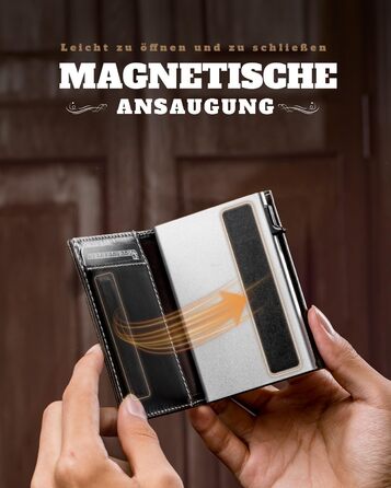 Портмоне чоловіче DODENSHA MagSnap Slim з відділенням для монет, RFID захистом, на 10+ карт, чорно-червоне (сіро-срібне)