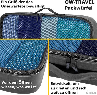 Органайзери для валізи OW-Travel: 2 середні + 2 великі. Набір для пакування речей, чорний. Кубики для подорожей, органайзери для одягу.