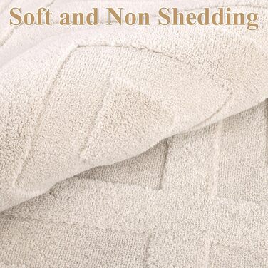 Килим для вітальні SHACOS з коротким ворсом, 120x160 см, бежевий, геометричний, з 3D ефектом, антиковзаючі