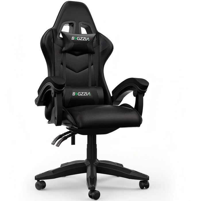Геймерське крісло Racingreat LED RGB з підсвіткою, підголівником та підтримкою попереку, регульоване, для дітей та дорослих (чорне, з динаміками)