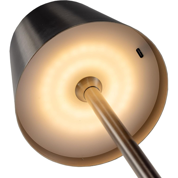 Настільний світильник акумуляторний ChiliTec 30см, LED, димується, USB зарядка, IP44, тепле світло, сенсорний вимикач, срібний