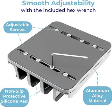 TEFONIA 5-Slot Vertical Laptop Stand - Aluminum Desk Organizer for MacBook, iPad, Tablets & Laptops - Silver