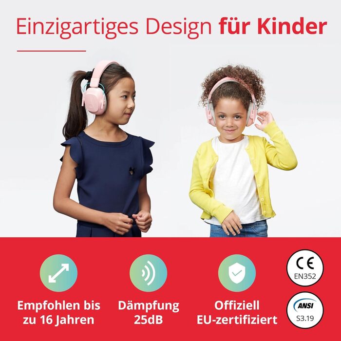 Дитячі навушники шумозахисту Alpine Muffy – комфортний захист вух для дітей до 16 років, рожеві