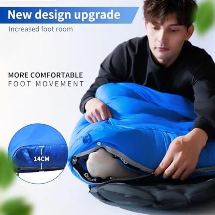 QEZER Down Sleeping Bag - Winter Outdoor Sleeping Bag -8°C to -23°C | Camping, Hiking & Trekking