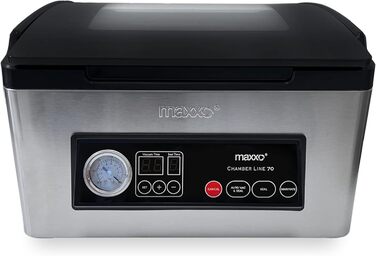 Професійний вакуумний пакувальник Maxxo VM Profi з подвійною зварювальною лінією, 20 л/хв, 900 мбар, для пакування продуктів, з нержавіючої сталі, 20 л/хв