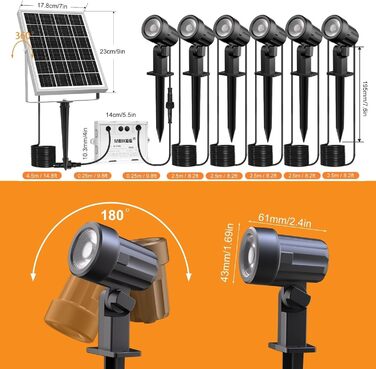 MEIKEE Solar Lights for Outdoors with Remote Control, 10 Colors, 30 Cycle Modes, Garden Lighting, Colorful, Auto ON/OFF Timer, Garden Light, IP66 Waterproof Solar Spotlights for Outdoors, Garden, Path, Trees, Balcony, 6 Pack