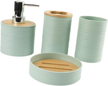 Набір аксесуарів для ванної кімнати Perfk: дозатор мила, тримач зубних щіток, стакан для ополіскувача, зелений