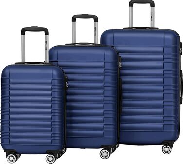 Набір валіз TRVLMORE 3 в 1: маленька, середня, велика, сірий колір. Валізи з твердим корпусом, 55x40x20 см (ручна поклажа).