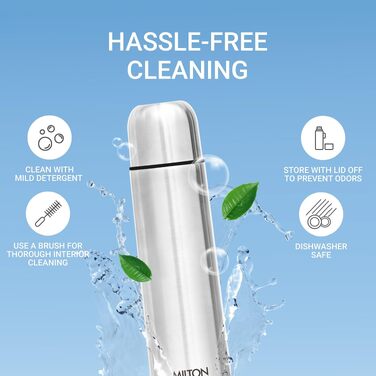 Термос Milton Thermosteel Flip Lid 1000 мл, вакуумна stainless steel пляшка для напоїв (гаряче/холодне до 24 год), герметична, срібляста