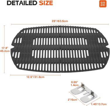 Решітка для гриля Weber Q300, Q320, Q3000, Q3100, Q3200 Onlyfire - чавун, заміна 7646 (2 шт.)