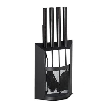 Relaxdays 5-Piece Fireplace Set with Holder