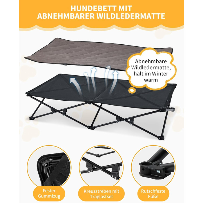 Лежанка для собак KingCamp - зручна та портативна, 57x57x23 см. Зручна для відпочинку вдома та на природі. Матеріал: дихаюча сітка та замша.