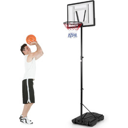 COSTWAY Adjustable Height Basketball Stand - Outdoor Basketball Hoop with Stand & Wheels - Mobile Basketball System with Ball Storage - for Kids & Adults (172-305cm)