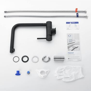 Кухонний змішувач CECIPA Vorfenster чорного матового кольору, високого тиску, з нержавіючої сталі, з гнучким виливом, поворотний на 360°