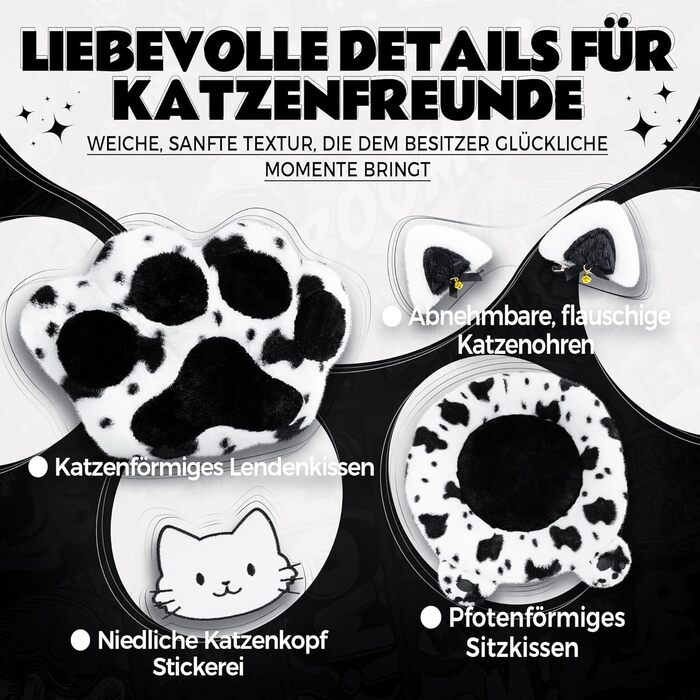 Ігровий крісло Dowinx з підніжкою, ергономічний, з дизайном лапок кота, сірий, для дорослих