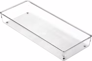iDesign 52660M2EU Linus Cutlery Box Drawer Organizer for Cutlery, Spatulas, Small Items - 2 Pack, 15.24 x 38.1 x 5.08 cm, Clear, Plastic, Clear