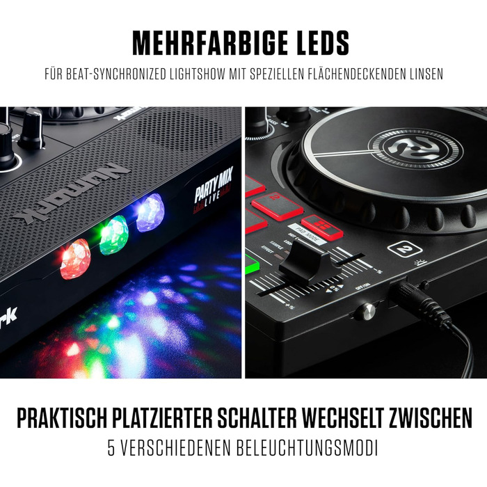 DJ контролер Numark Party Mix Live з колонками, світловим шоу, 2 деками та мікшером (Serato DJ Lite)