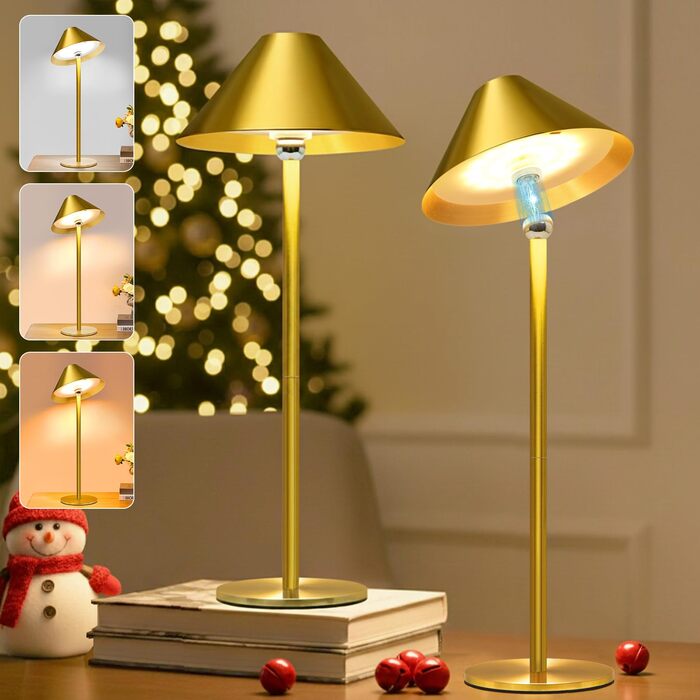 Світлодіодний настільний світильник Rosnek бездротовий, акумуляторний 4000 mAh, диммується, з магнітним кріпленням 360°, 3 режими освітлення, для дому та вулиці (Золотий, 2 шт)