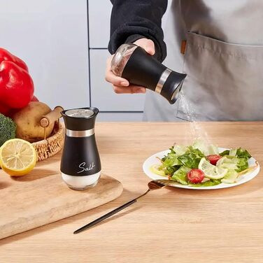 Набір для солі та перцю: скляні та нержавіючі солянки та перечниці, кухонне приладдя, набір для спецій, чорно-білі контейнери для спецій для кухні, в дорогу, кемпінг, барбекю, наповнювані