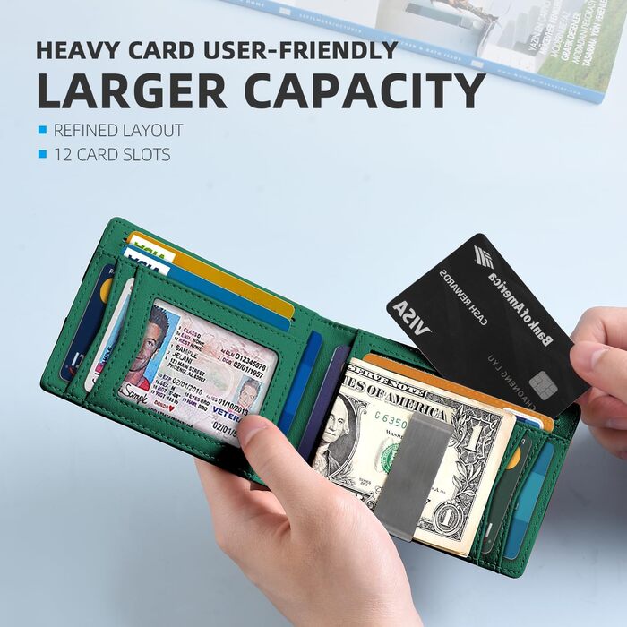 Чоловічий гаманець Zitahli Sport-Fan: 10-12 карт, RFID-захист, шкіряний, тонкий, з відділенням для грошей та візитки