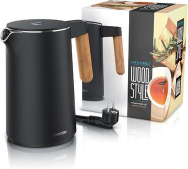 Arendo - Stainless Steel Kettle with Temperature Setting - 45°C-100°C - 1.5 Liter - Double-Walled - BPA Free - Keep Warm Function - Tea Kettle with Temperature Indicator - Cool Touch Handle - Black A: Lighter Handle