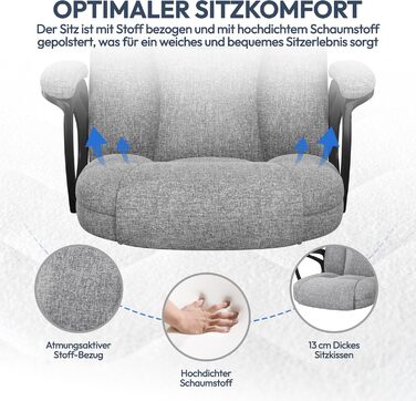 Офісне крісло Yaheetech для офісу та дому: ергономічний, з високою спинкою, регульований, комфортний, з м'яким наповнювачем, функція гойдання (сірий, поліестер)