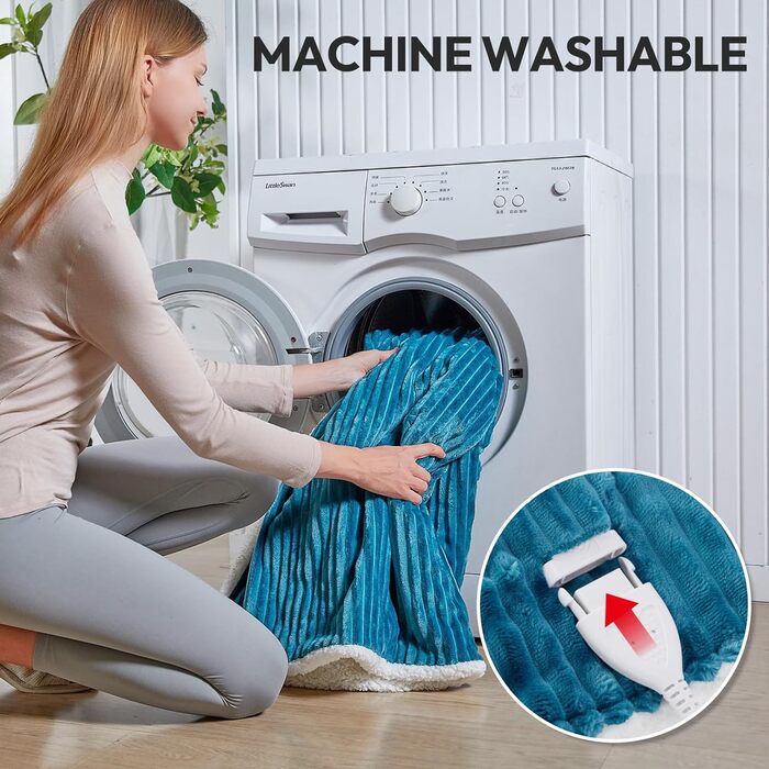 Електрична ковдра з автовимкненням YDW - 200x180 см. Тепла, затишна ковдра для ліжка з захистом від перегріву, що стирається. (Турквіс, 180x130 см)