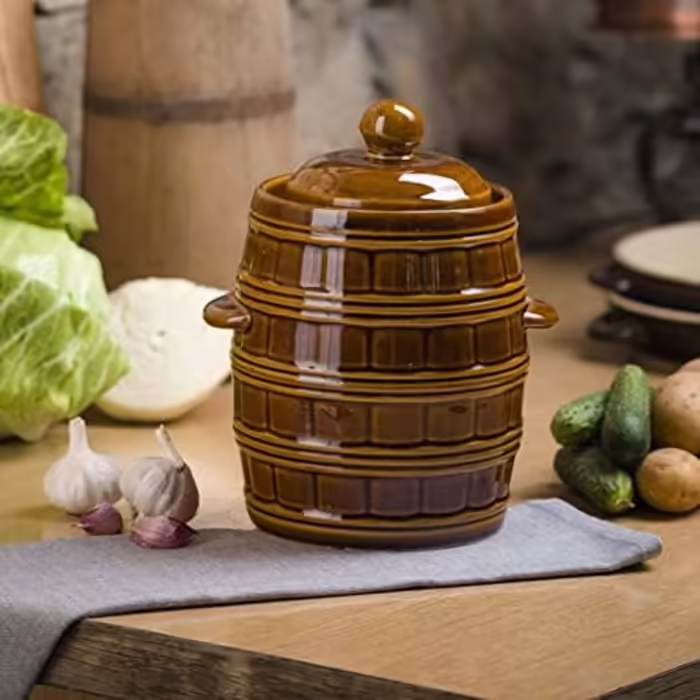 R.G. Sauerkraut Pot Ceramic Crock, Pickling Pot, Cucumber Pot, Clay Pot, Stoneware Pot, Fermentation Pot, Ceramic Pot, Stoneware (3.5 Liters) Traditional Fermentation Pot 3.5L (Width: 22cm, Height: 19cm)