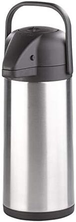 Rosenstein & Söhne Vacuum Pump Carafe: Double-walled vacuum-insulated carafe with pump system, stainless steel, 3 liters (Pump Carafe 3 liters, Coffee Dispenser 3, Insulated Mug)