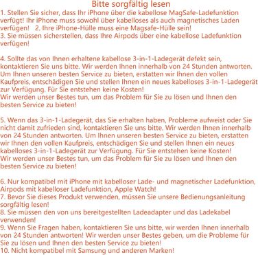 3-в-1 індукційна зарядна станція для Apple: iPhone, Apple Watch, AirPods (з адаптером), чорний