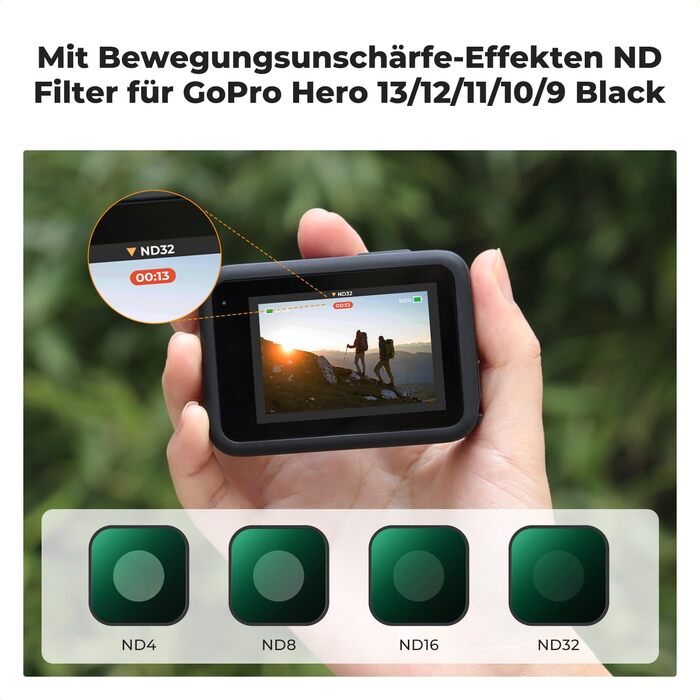 Набір фільтрів ND K&F Concept для GoPro Hero 13 Black (ND4, ND8, ND16, ND32) - 4 шт.