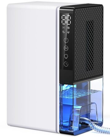 Електричний осушувач повітря 2700 мл з автоматичним вимкненням, таймером, нічним режимом та 7-кольоровим нічним світлом, портативний для дому, ванної кімнати, підвалу (600 мл/24 год)