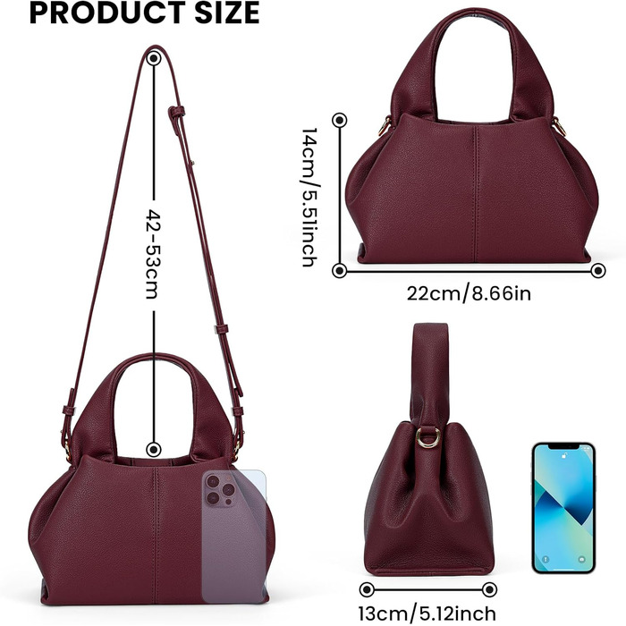 Сумка-клатч жіноча Cloud Pouch Bag бордового кольору міні, крос-боді з ремінцем