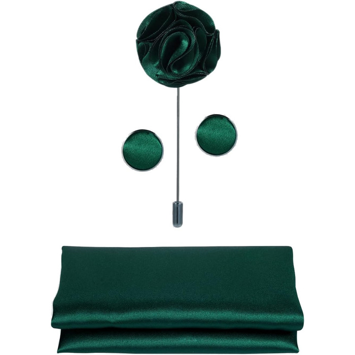 Набір краваток Tie G U Style (5 шт.) для чоловіків: однотонні краватки, сатинова метелик, нагрудна хустинка, реверс, кравецькі затискачі. Колір: A-Hunter Green