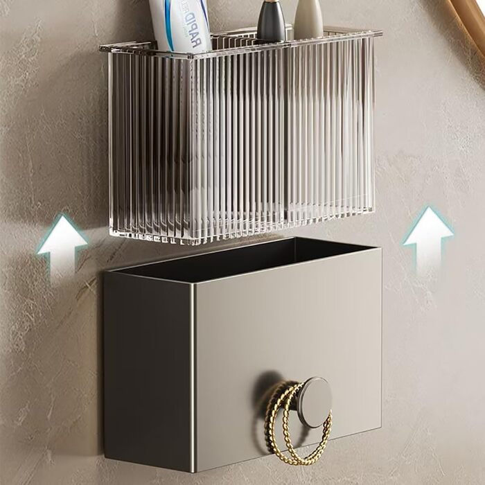 Adhesive Toothbrush Holder, No Drilling Required, Wall Mount, Bathroom Shelf, Organizer, Waterproof, Bathroom Storage Rack for Bathroom, Kitchen (2 Pack)