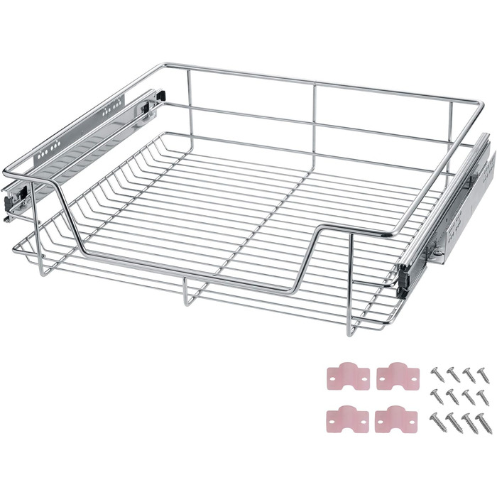 tectake® Telescopic Drawer, Extendable Drawer, Telescopic Shelf Retrofit, Kitchen Under-Cabinet Drawer, Kitchen Shelf, Drawer Organizer Office, Bathroom Under-Cabinet - suitable for 60cm