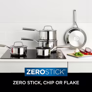 Ninja ZEROSTICK Cookware Frying Pan Set, non-stick coating, space-saving, 24/28 cm frying pans, durable, hard anodized aluminum, induction compatible, Grey, C52200UK Large Frying Pan Set (Large Frying Pan Set, Stainless Steel)