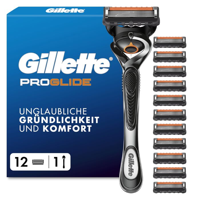 Бритва Gillette Proglide для чоловіків, сталевий корпус, сіро-чорний колір (набір 12 шт.)