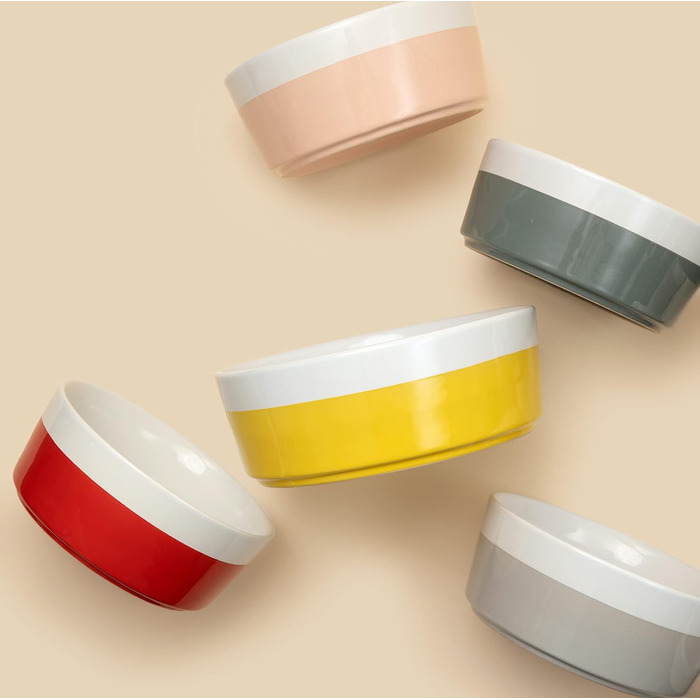 Миска для собак Waggo Dipper Ceramic - велика, сірого кольору, для маленьких та великих порід, міцна, для корму та води, сумісна з посудомийною машиною