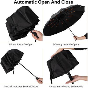 Автоматичний парасолька Romon, стійкий до вітру, компактний, захист від UV, ідеальний для подорожей, високоякісний, з кнопковим відкриванням