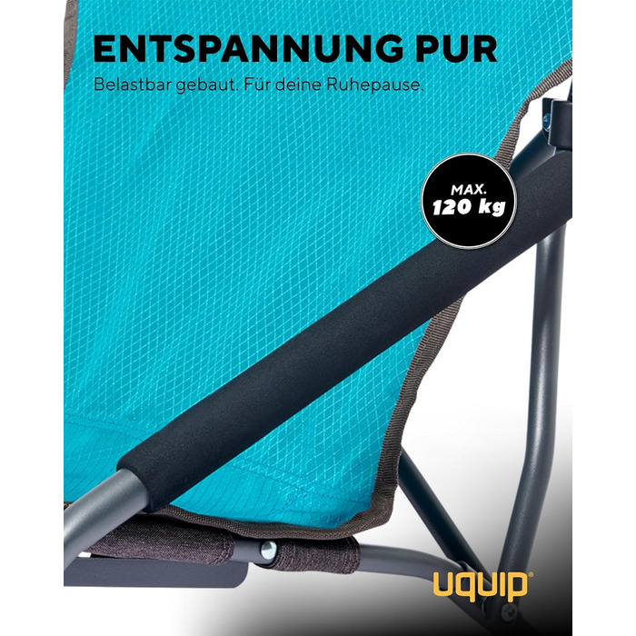 Складний туристичний стілець Uquip Sandy - Petrol, X-Large | Стілець для кемпінгу, пляжу, риболовлі та відпочинку
