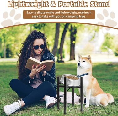 Підставка для миски для собак з підставкою для лап, регульована по висоті (15-26 см), металева, для води та корму, для маленьких, середніх та великих собак (лише стійка)